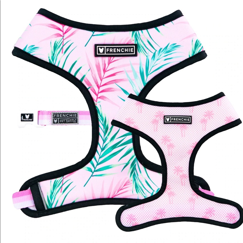 Frenchie Bulldog Duo Harness in Cabana Pink NEW never used 💗🌴Small